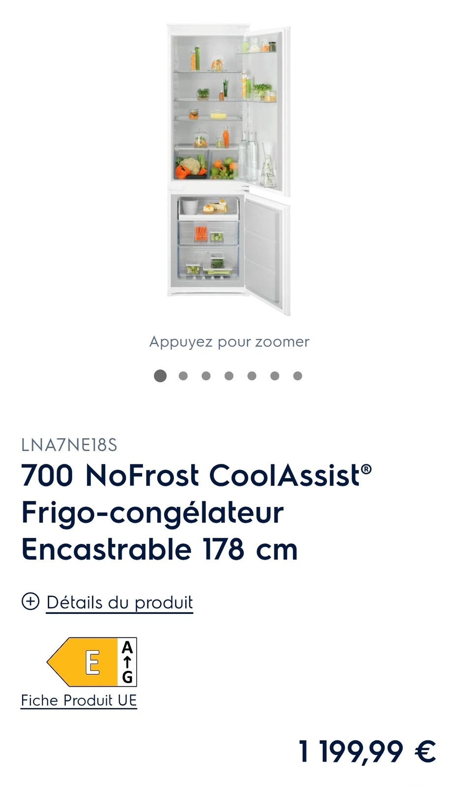 Electrolux inbouw koelkast met vriesvak 177cm No Frost New, Ophalen, Diepvries