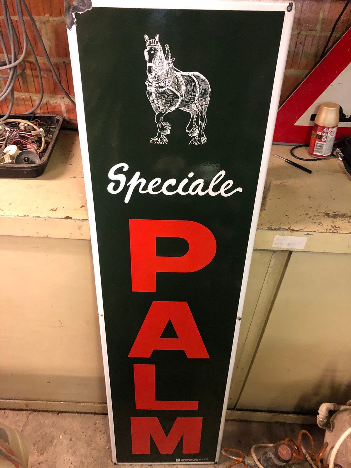 Emaille bord Palm, Ophalen, Zo goed als nieuw, Reclamebord, Plaat of Schild, Palm