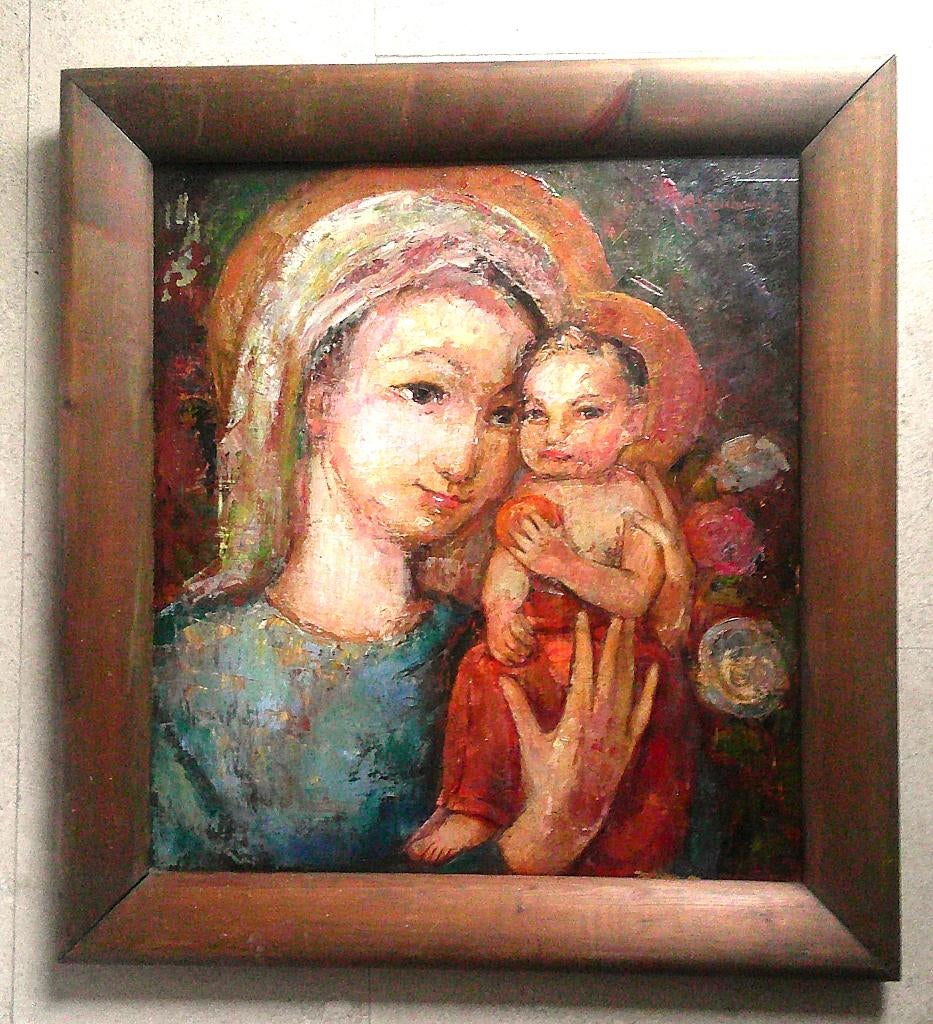 Religieus - Maria met kind - Albert Verschuuren 1887-1953, Antiek en Kunst, Kunst | Schilderijen | Klassiek, Ophalen of Verzenden