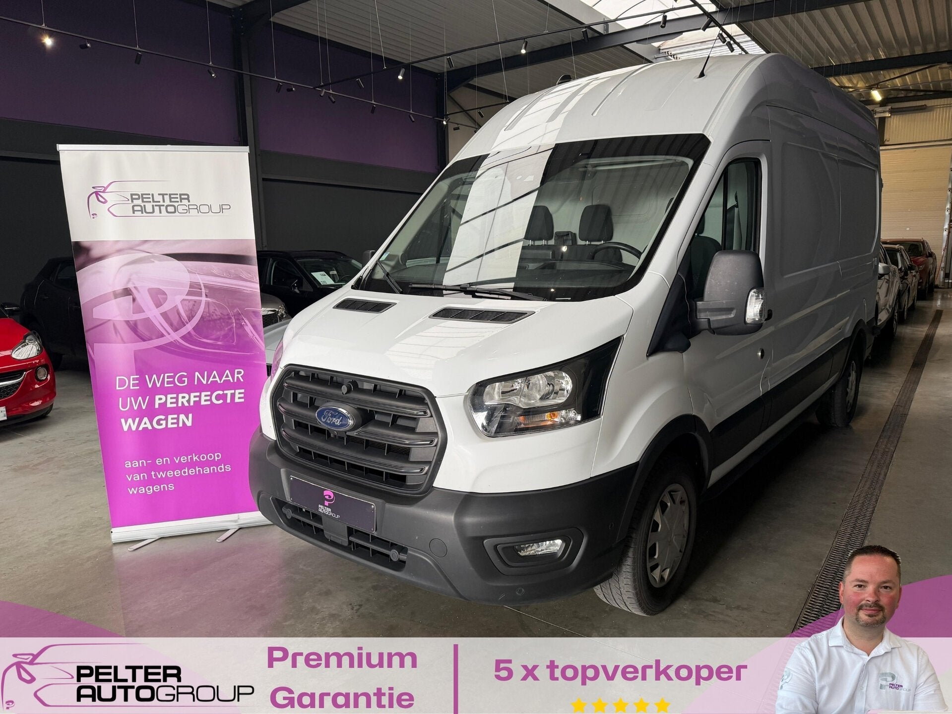 Ford Transit 2.0TDCi L3H3 GPS Camera Trekhaak Carplay, Auto's, 0 kg, 0 kg, Wit, Bedrijf