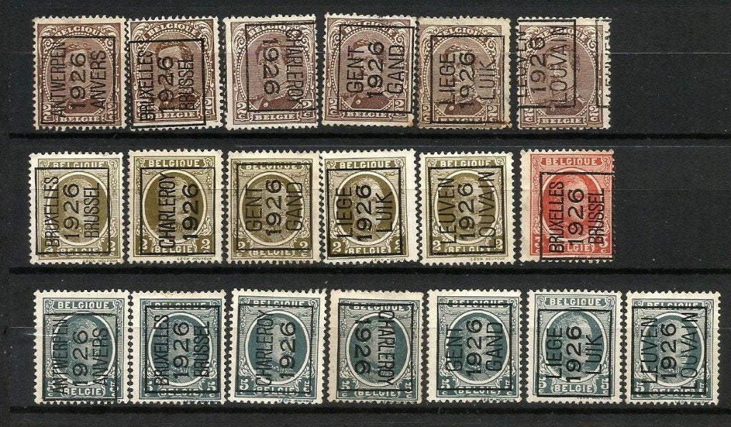 1926 Voorafstempeling op “Houyoux” OBP PRE 127/145, Postzegels en Munten, Met stempel, Koninklijk huis, Ophalen of Verzenden, Gestempeld