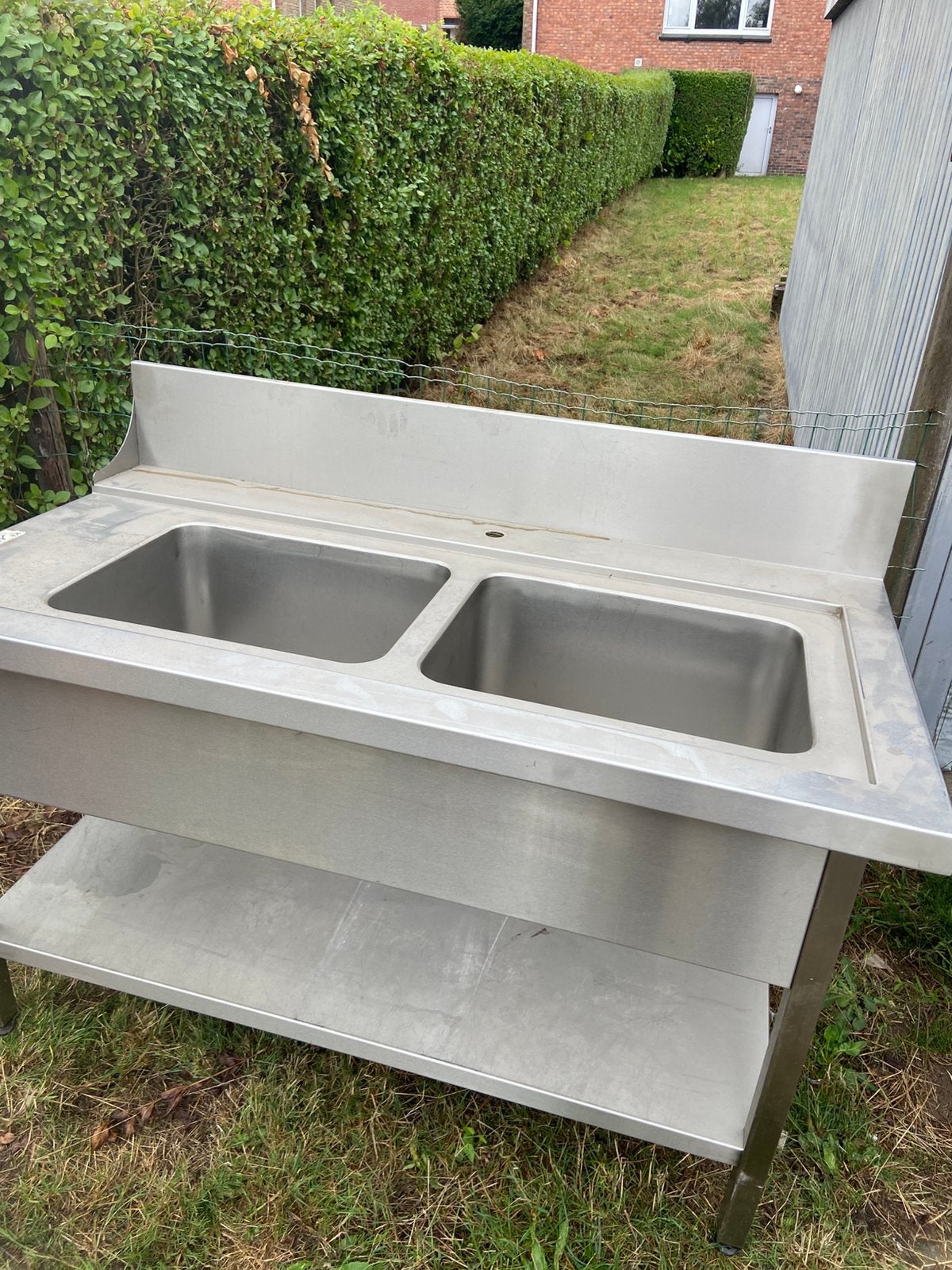 Double punbak en inox + table de travail neuve, Enlèvement, Neuf, sans emballage, Mobilier en inox