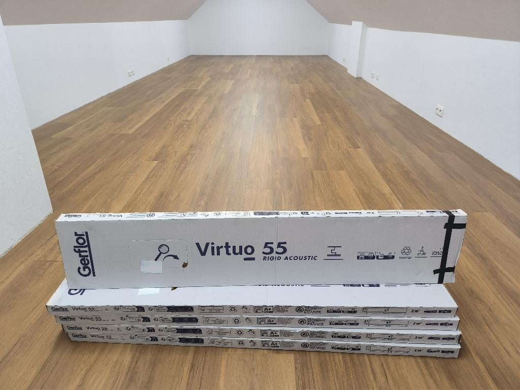 9,7m² Gerflor Virtuo 55 Rigid Accoustic met ondervloer, Doe-het-zelf en Bouw, Ophalen, Kunststof, 50 tot 150 cm, Nieuw