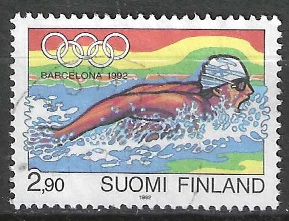 Finlande 1992 - Yvert 1128 - Natation - Barcelone (ST), Timbres & Monnaies, Timbres | Europe | Scandinavie, Envoi, Finlande, Affranchi