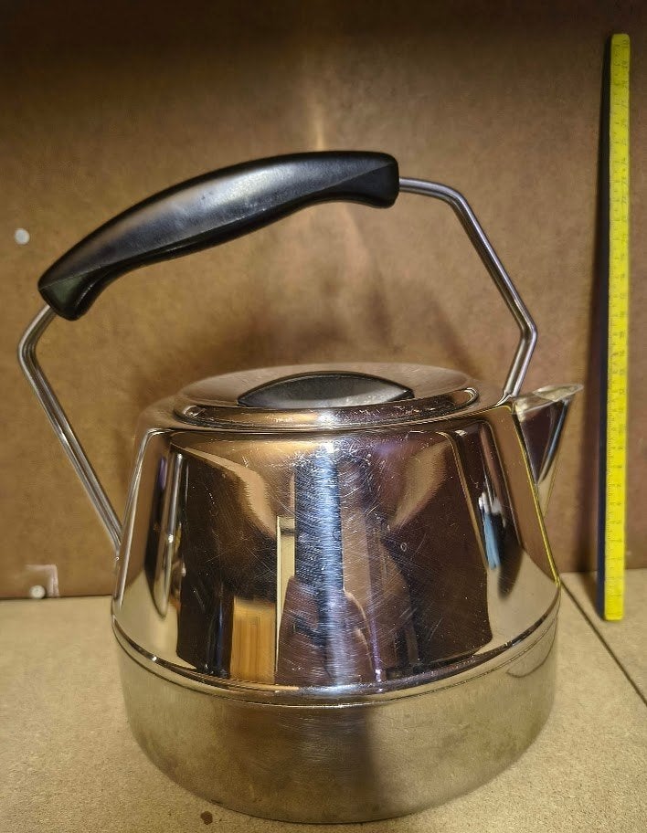 Vintage Franse RVS Waterketel – Equip Inox – Made in France, Inox, Gebruikt, Met deksel, Overige typen