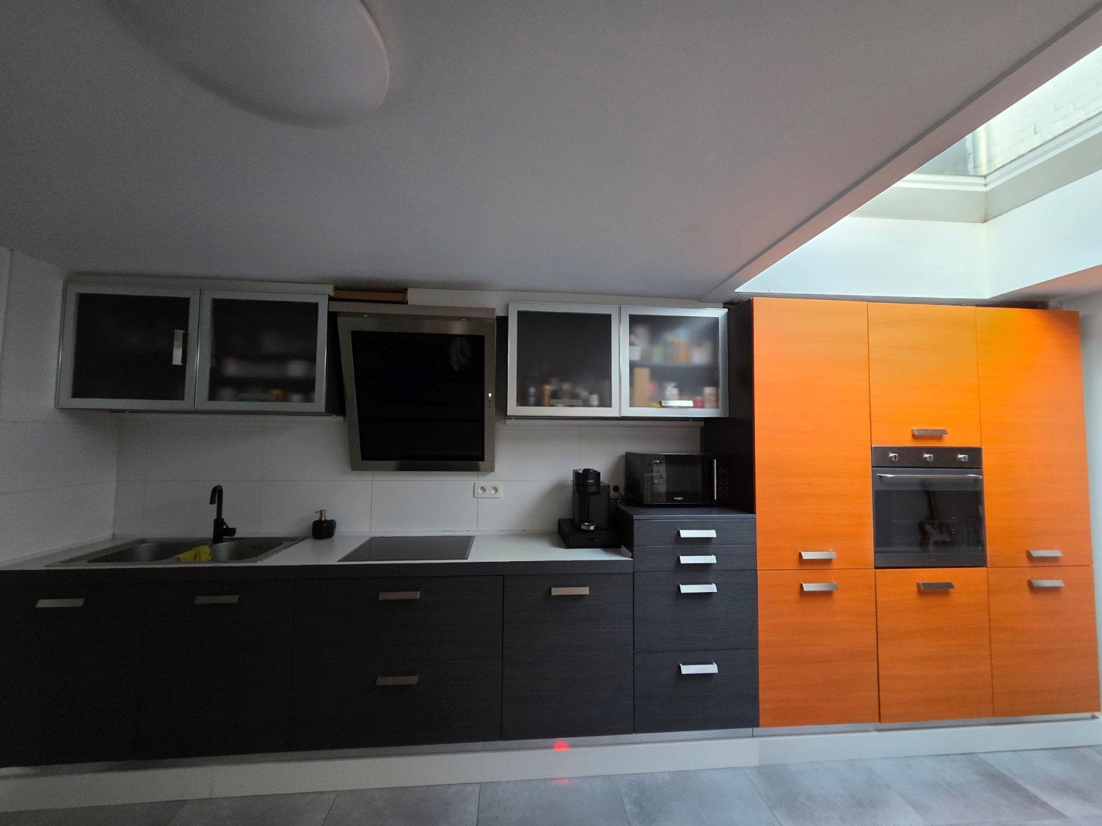 Keuken met toestellen. 5m10. Af te halen., Ophalen, Gebruikt, Zwart, Enkelwandige keuken