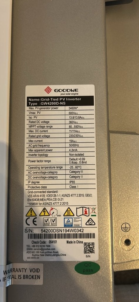 Goodwe 3 fase omvormer 5460 W, Doe-het-zelf en Bouw, Ophalen of Verzenden, Zo goed als nieuw