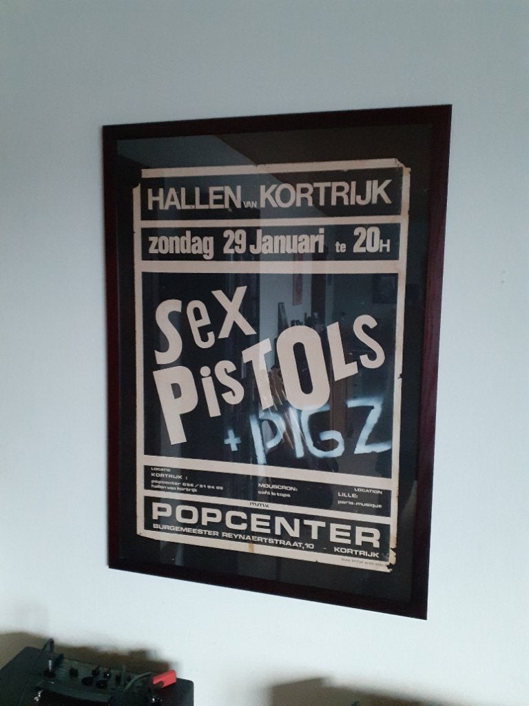 Affiche de concert de Sex Pistols + Pigz Kortrijk 1978, Enlèvement, Utilisé, Affiche, Œuvre d'art ou Peinture