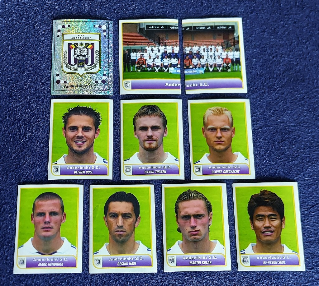10 versch. Panini stickers voetbal ' FB 2004 - Anderlecht ', Enlèvement ou Envoi, Neuf, Plusieurs autocollants