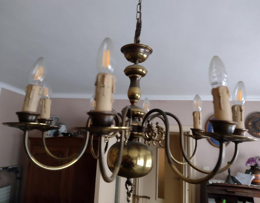 Lustre ancien en cuivre, Antiquités & Art, Enlèvement