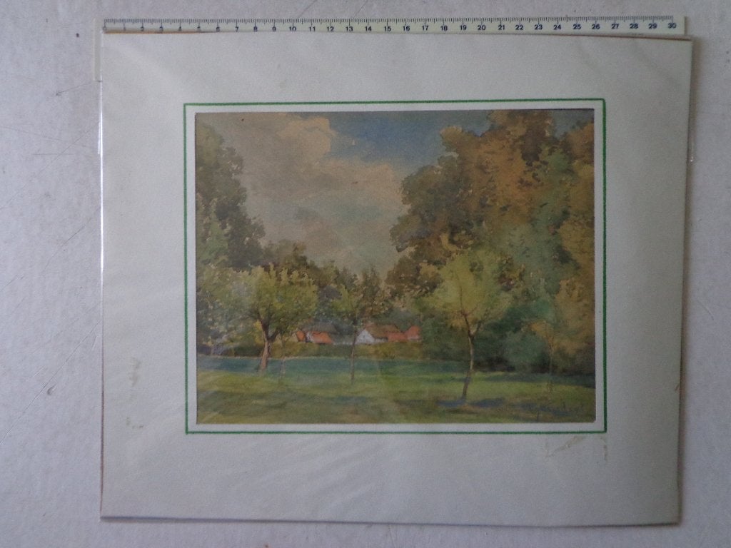 frisse aquarel Victor Uytterschaut "Landschap met bomen", Enlèvement ou Envoi, Autres types, Aquarelle, Signé