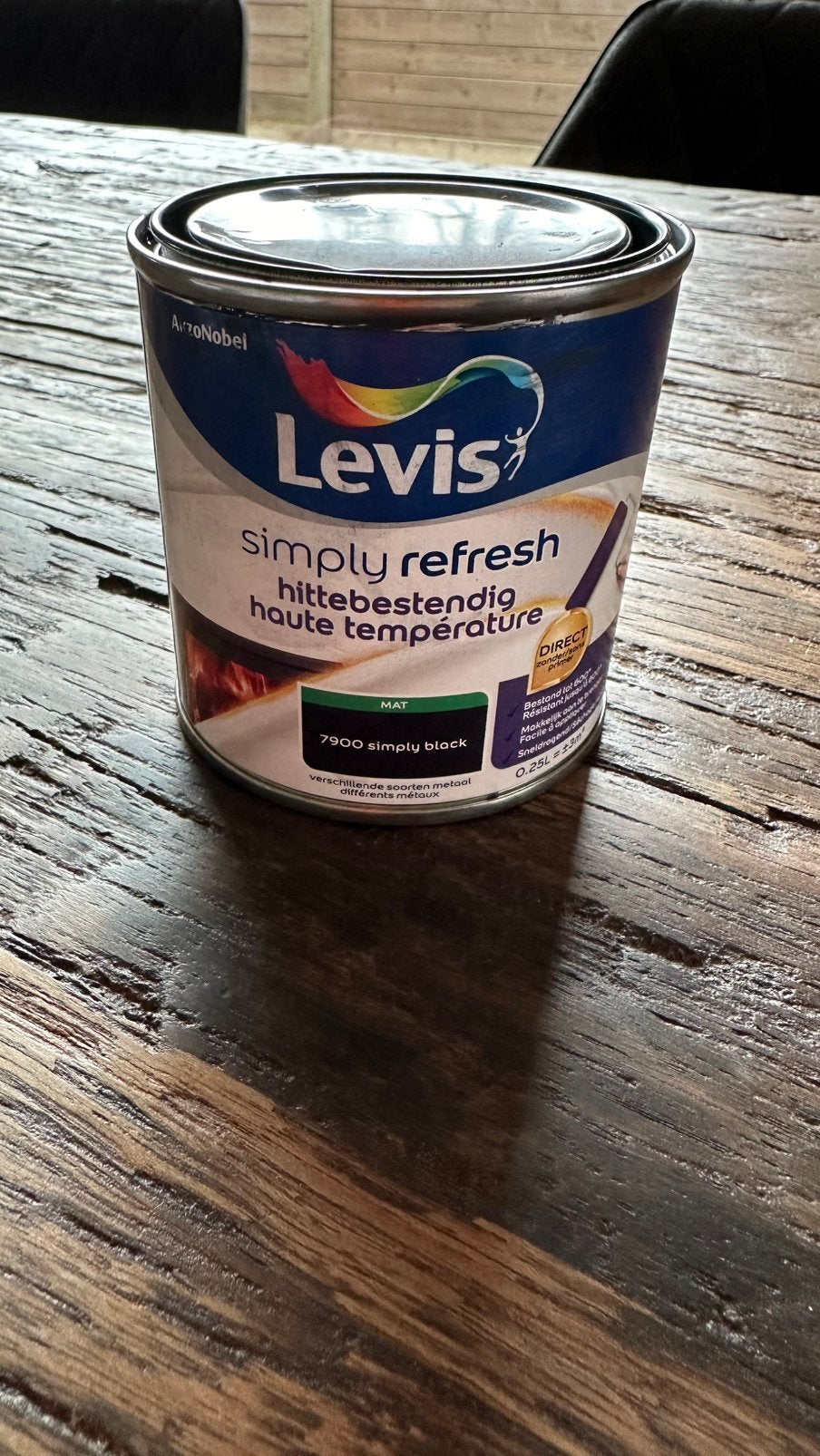 Levis hittebestendige verf, Doe-het-zelf en Bouw, Verf, Beits en Lak, Ophalen of Verzenden, Zo goed als nieuw, Zwart