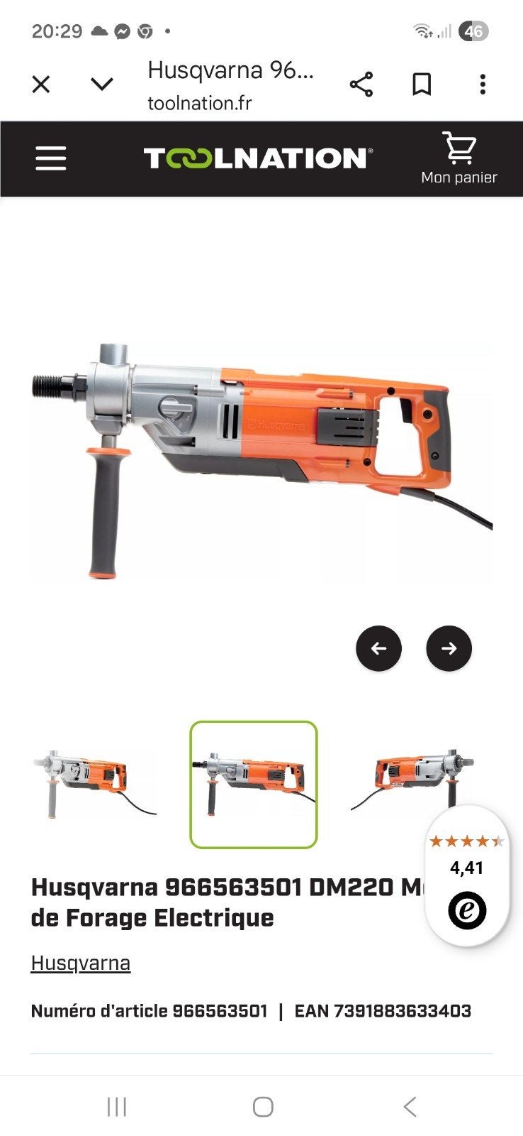 Caroteuse husqvarna dm220, Enlèvement
