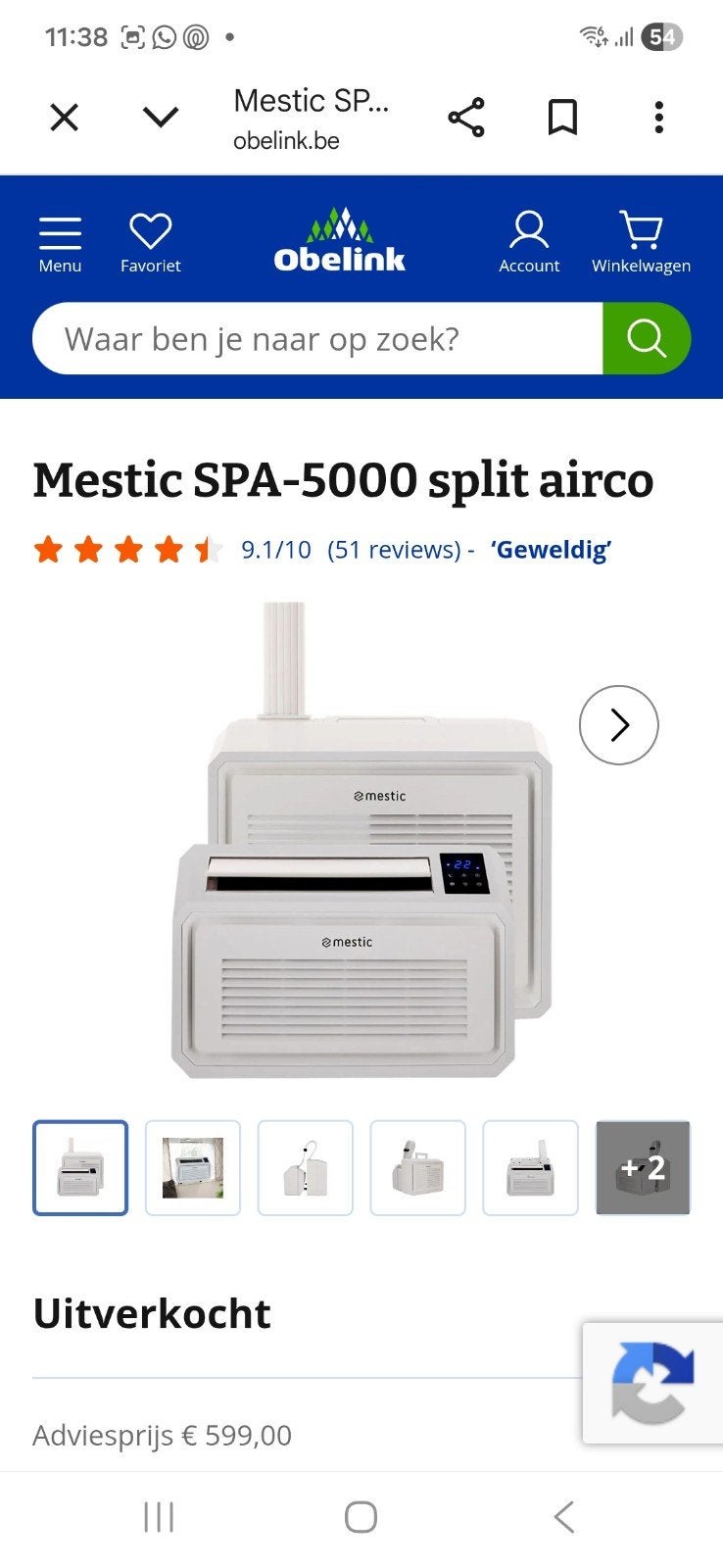 mestic spa-5000 split airco caravan,mobilhome, Particulier, Airco