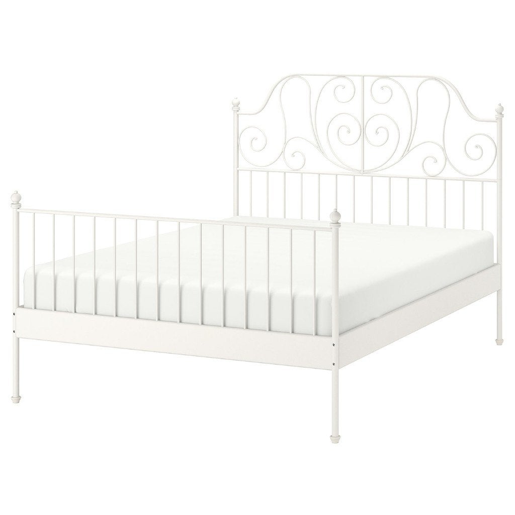 Ikea LEIRVIK Bedframe 160 x 200 cm, Ophalen, Romantisch, barok, meisjes, Wit, Tweepersoons