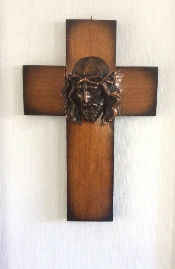 Grande croix murale vintage avec portrait du Christus, Enlèvement ou Envoi, Utilisé, Image, Christianisme | Catholique