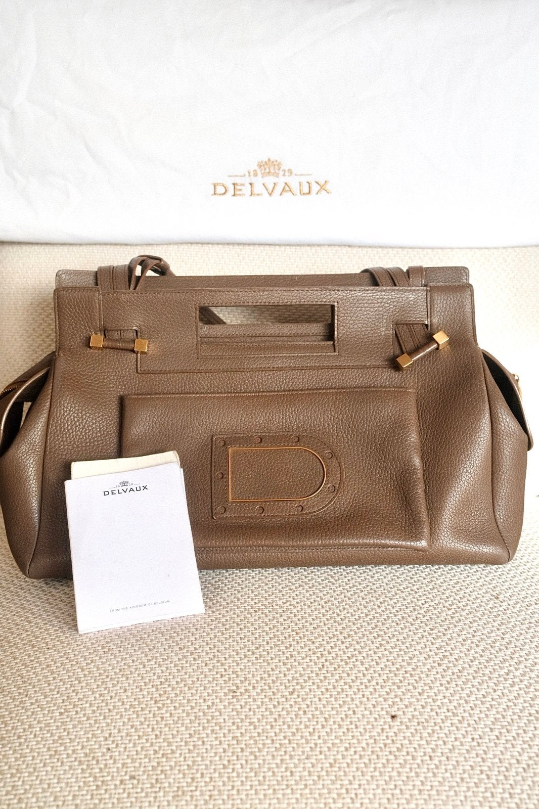 Delvaux handtas met certificaat, Handtassen en Accessoires, Tassen | Damestassen, Ophalen of Verzenden, Gebruikt, Bruin, Handtas