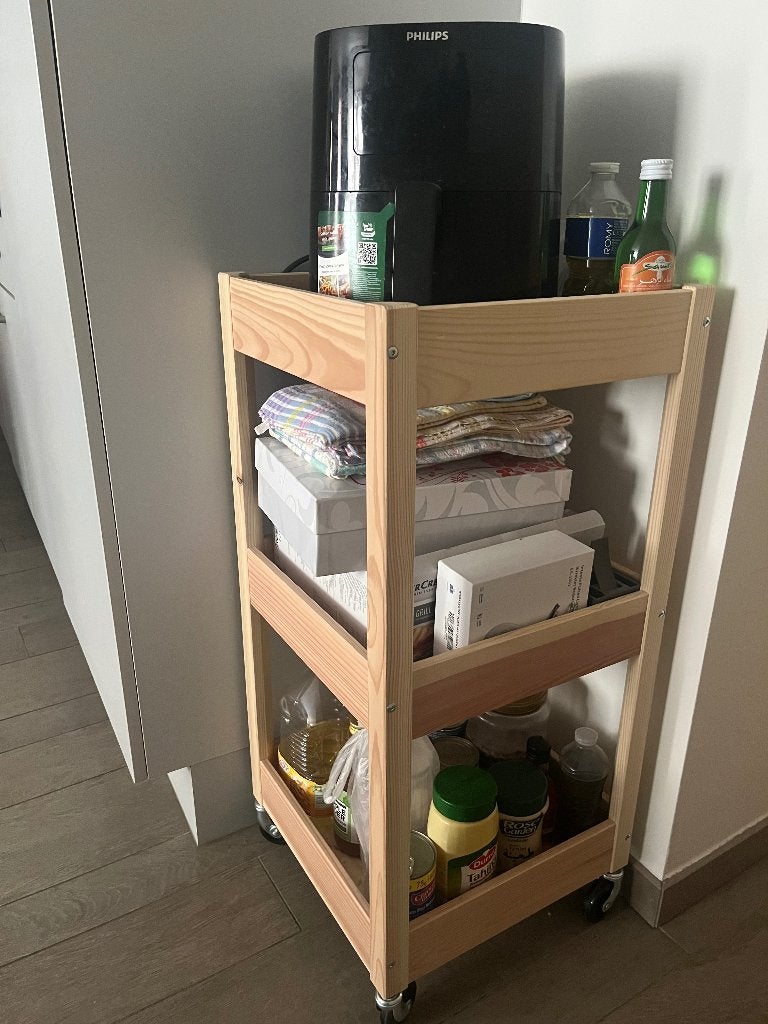 Houten roltafel, Huis en Inrichting, Ophalen, Zo goed als nieuw, Grenenhout