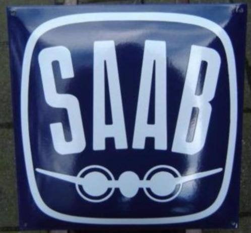 Saab emaillen reclame bord garage showroom mancave borden, Enlèvement ou Envoi, Comme neuf, Panneau publicitaire