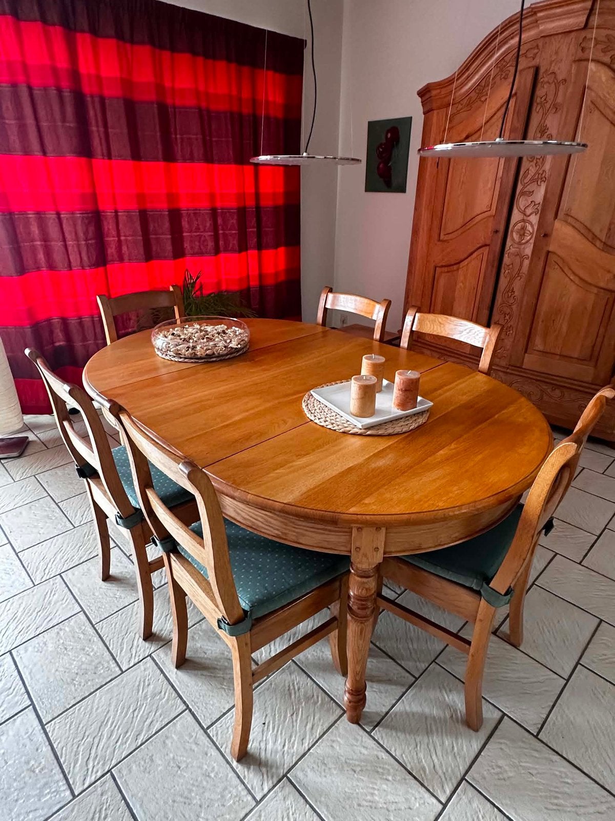 table avec 3 allonges et 6 chaises de Herve, Enlèvement, Utilisé, Herve, 4 à 6 chaises