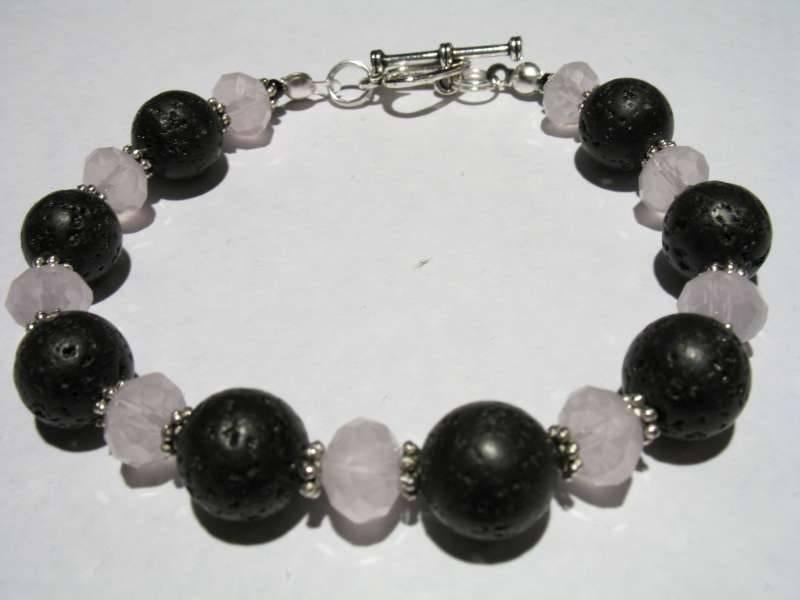 Armband: lava parels en kristal: aqua marine, Handtassen en Accessoires, Armbanden, Met kristal, Overige materialen, Nieuw, Ophalen of Verzenden