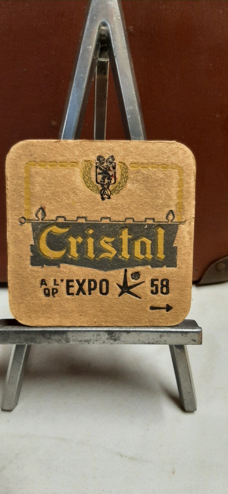 Ancien tapis à bière Cristal Alken EXPO '58 recto verso, Collections, Enlèvement