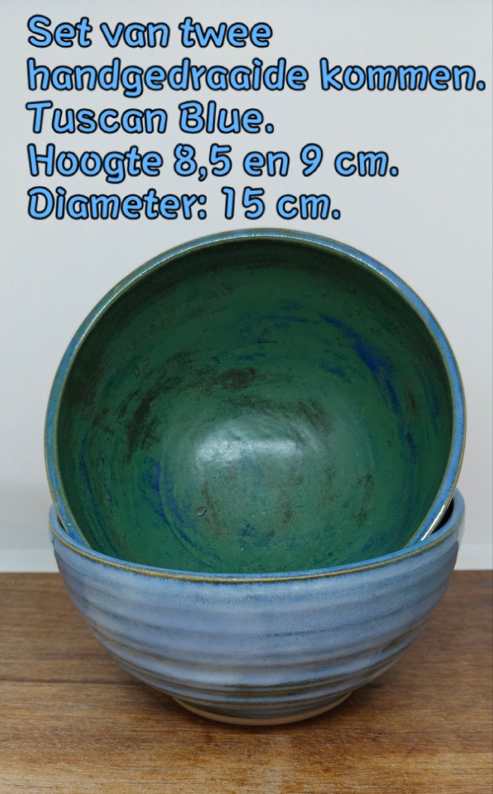 Vuchel's Pottery Handgedraaide set van twee kommen Tuscan, Porselein of Keramiek, Schaal, Rond, Nieuw