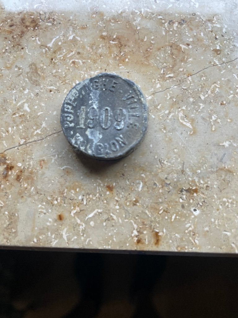 loden penning Poperingen 1909, Ophalen of Verzenden, Overige materialen