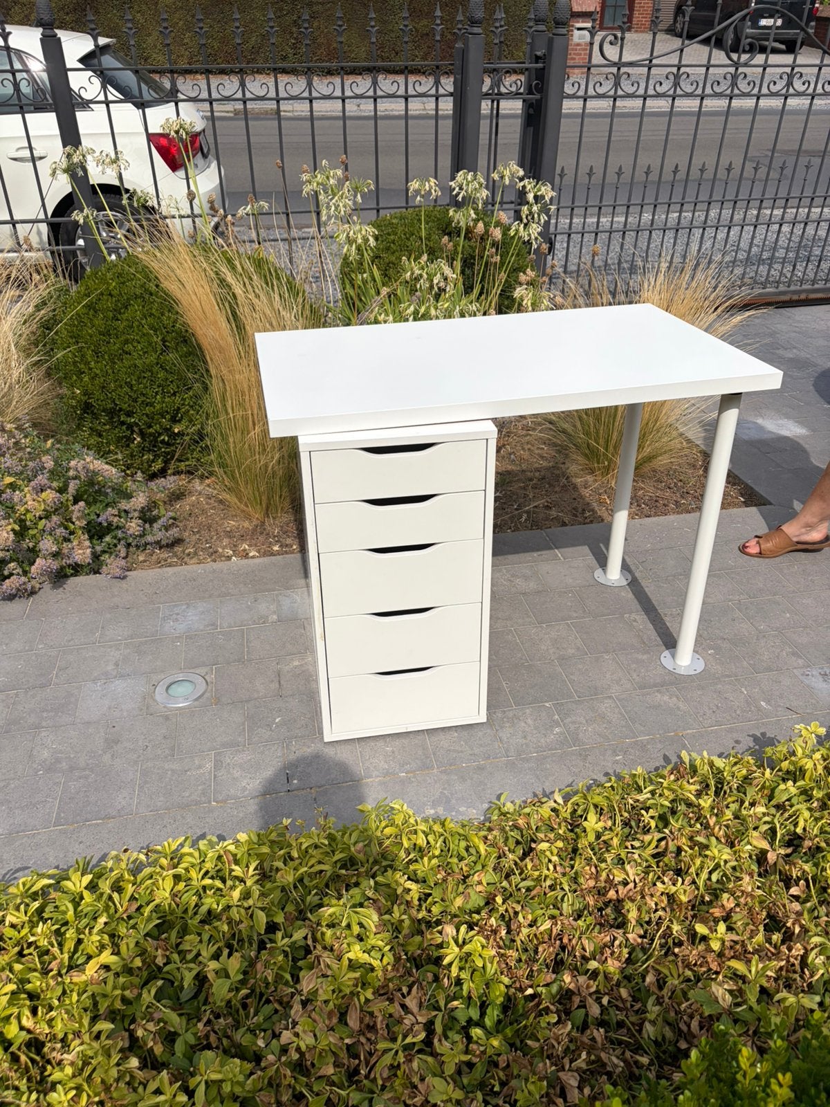 Bureau à tiroir Ikea blanc, Overige typen, Gebruikt, IKEA, 100 cm