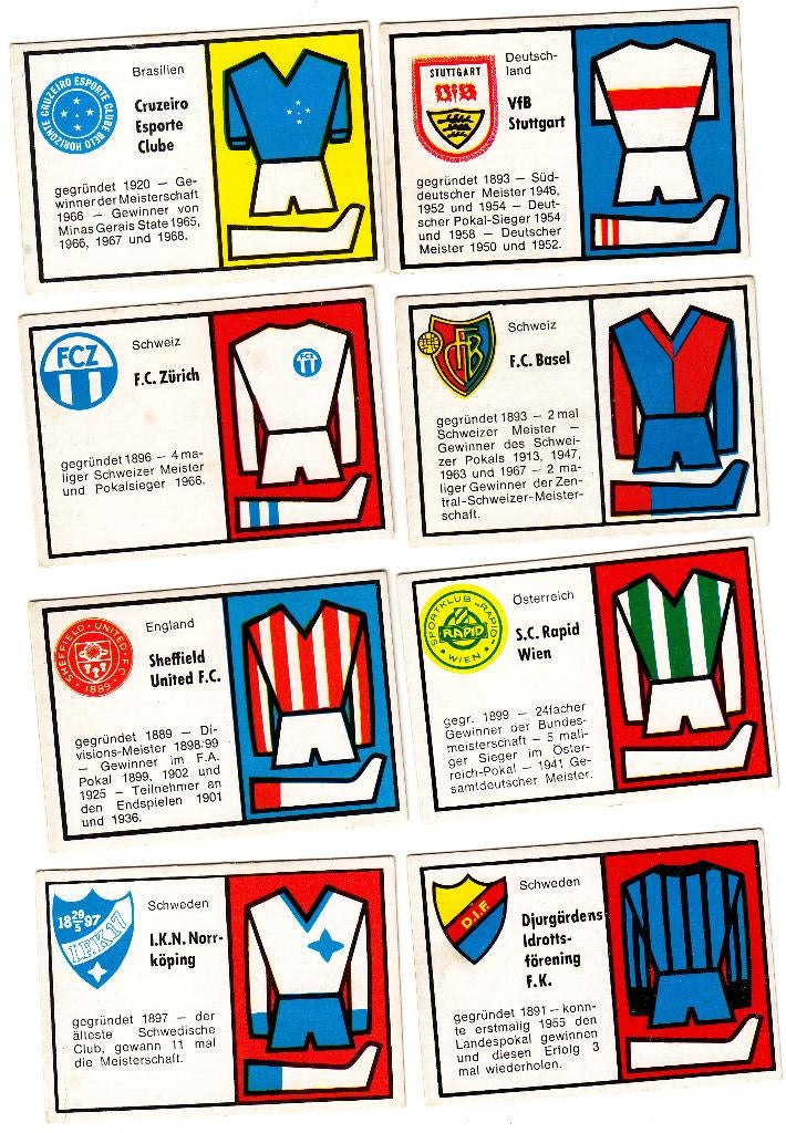 8 Chromos 1970 German Bauer Weltfussball, Envoi, Utilisé, Plusieurs images