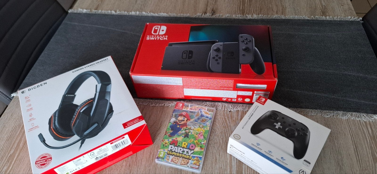 Nintendo switch console, headset micro, controller en spel, Ophalen