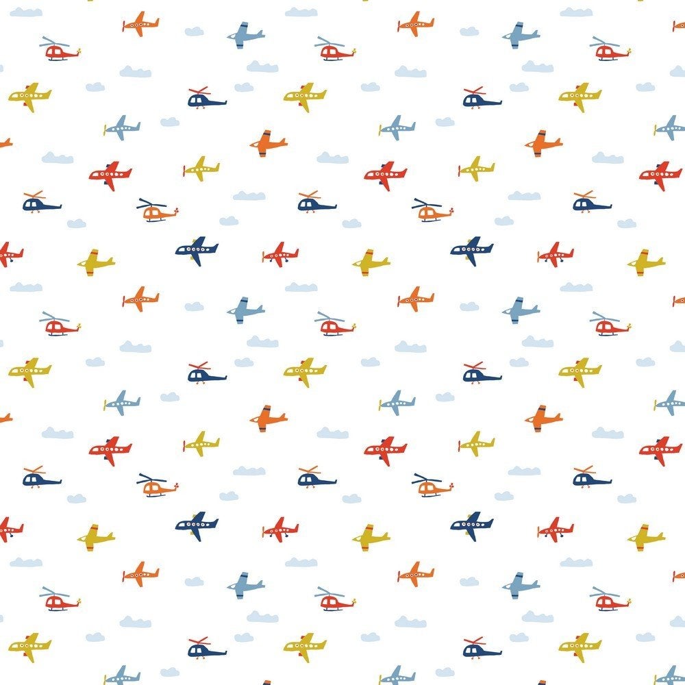Outlet : Poplin katoen brushed met vliegtuigen, wit., Hobby & Loisirs créatifs, Tissus & Chiffons, Neuf, 200 cm ou plus, Coton