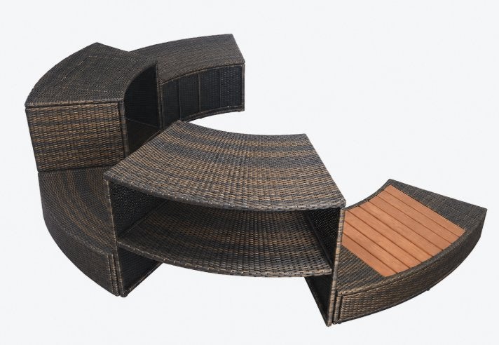 Luxe spa ombouw/opbergmeubel. modulaire set (5st) vr jacuzzi, Enlèvement, Comme neuf, Fixé