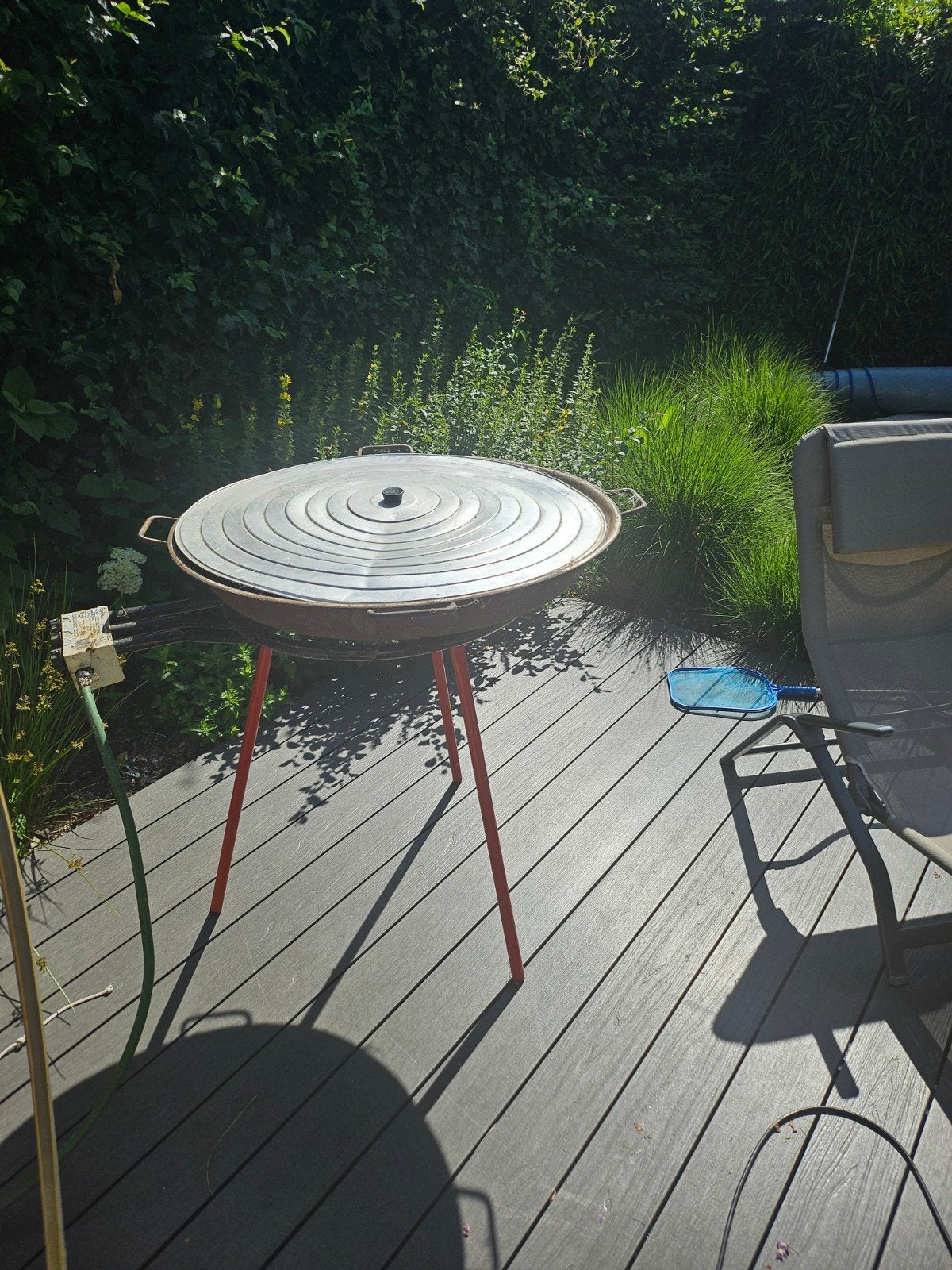 Paellapan met poten, gas brander en deksel., Ophalen, Gas
