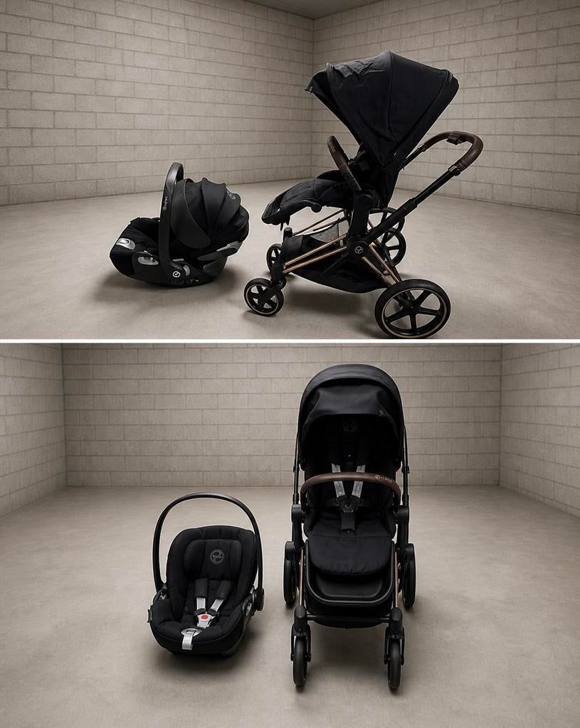 Cybex Priam Kinderwagen Sepia Black Rosegold, Zo goed als nieuw, Met autostoeltje, Ophalen, Kinderwagen