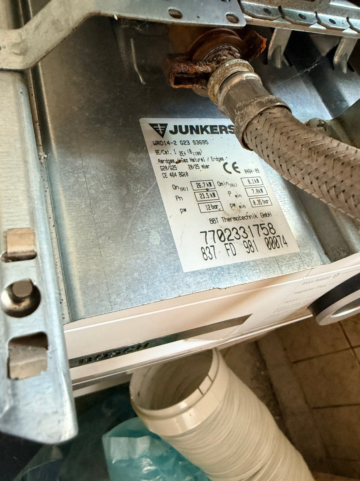 Chaudière à gaz Junkers WRD 14-2 G23 S3695, Bricolage & Construction, Moins de 3 ans, Boiler, Enlèvement, Utilisé