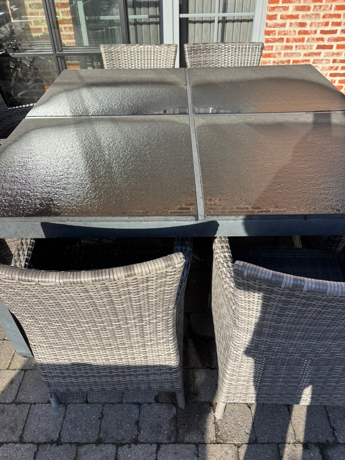 Tuin tafel vierkant met stoelen, Tuin en Terras, Ophalen, Gebruikt, Tuinset