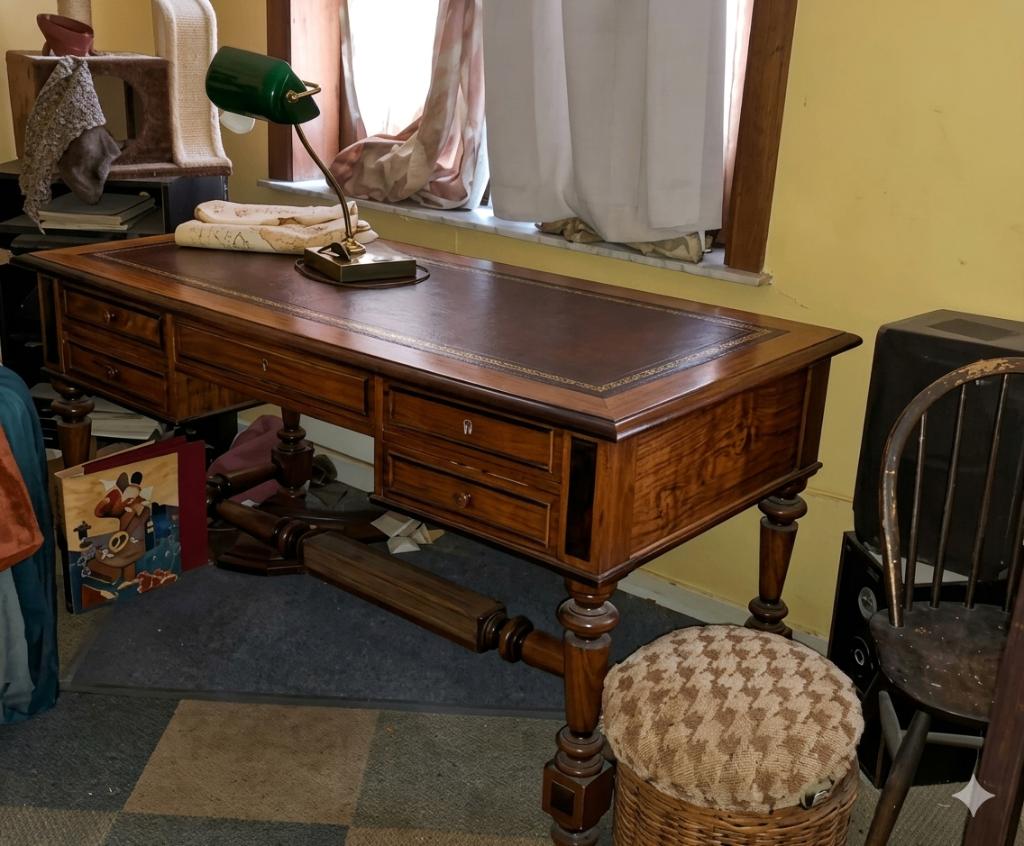 ​Bureau de Style Henri II – Chêne et Cuir ​Description, Enlèvement
