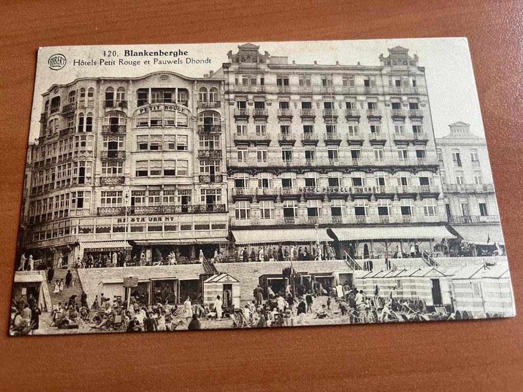 Postkaart Blankenberge :Hotels "Petit Rouge"+ Pauwels Dhondt, Verzenden, Gelopen, West-Vlaanderen
