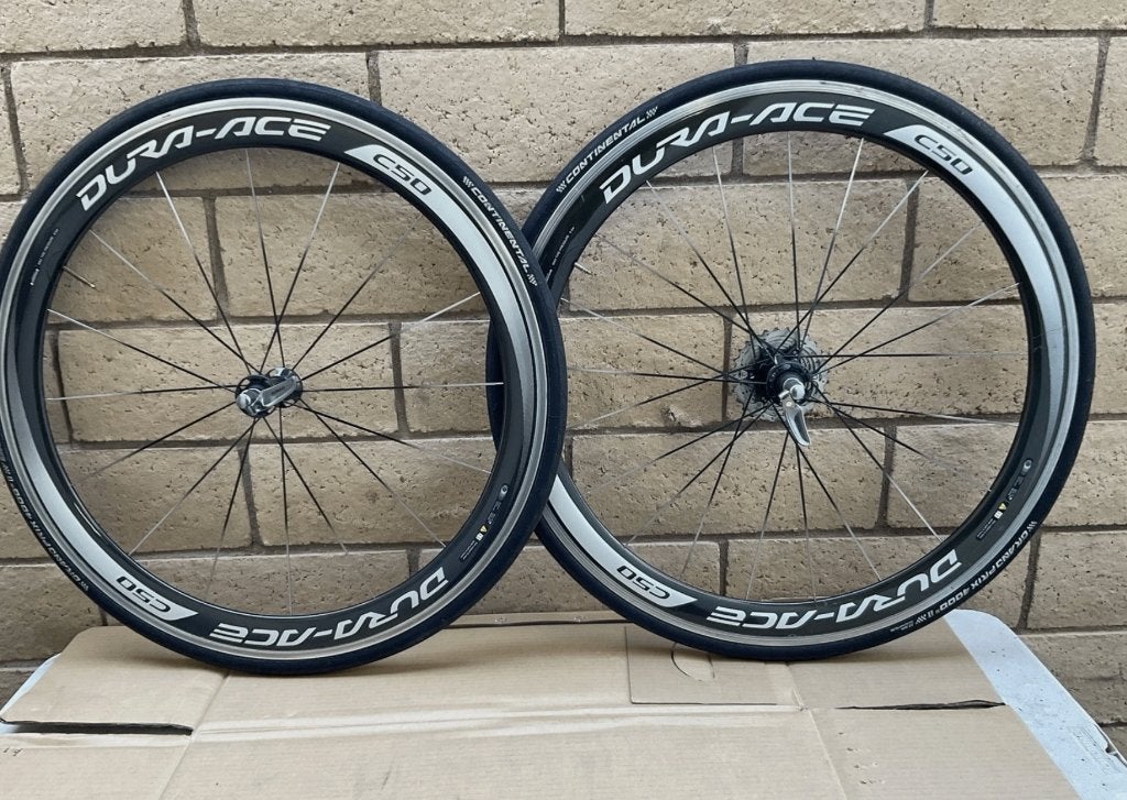Paire de roues en carbone SHIMANO WH-R9000 C50 CL DURA-ACE, Enlèvement ou Envoi, Utilisé, Carbone, Shimano