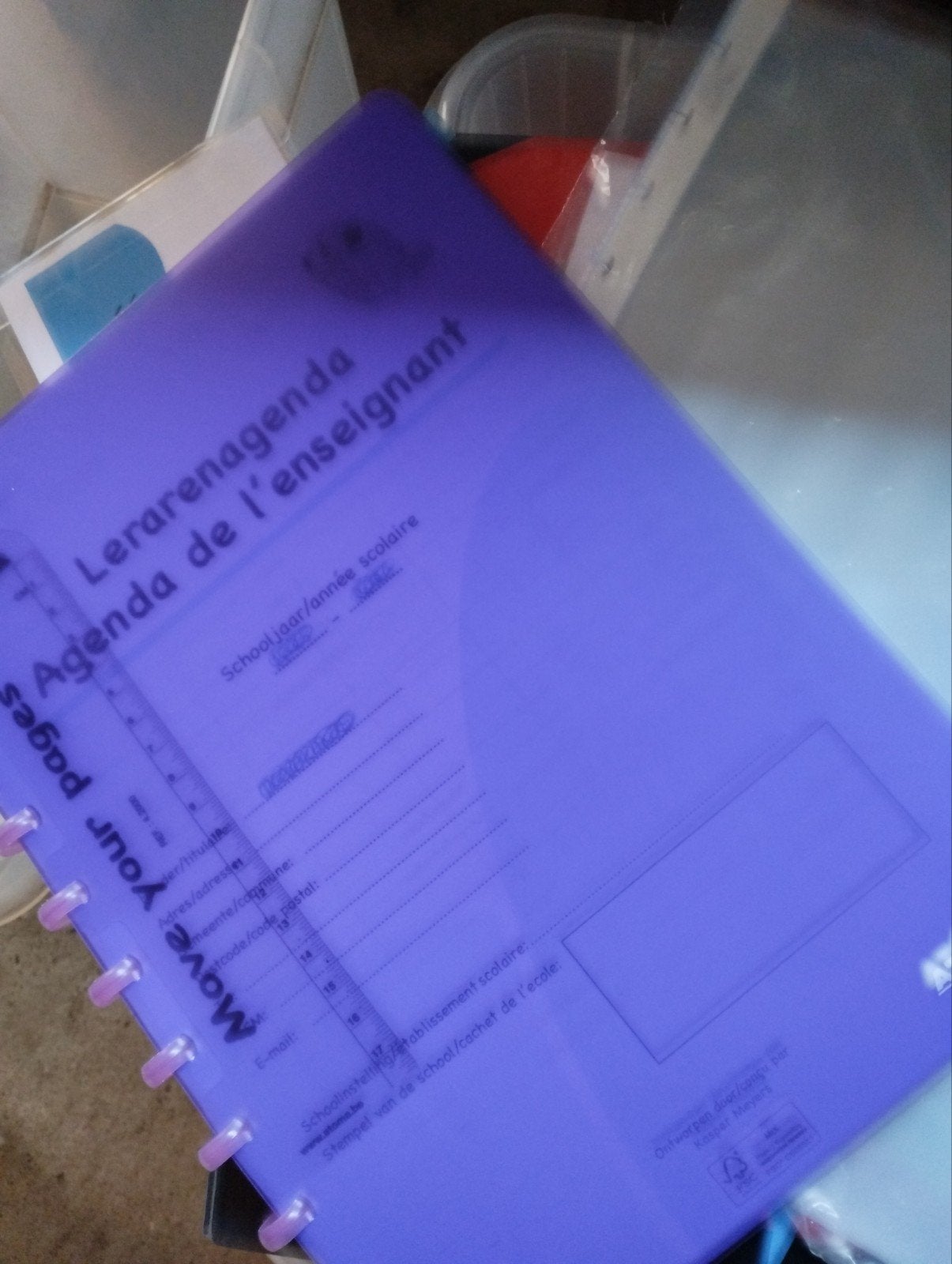 lerarenagenda paars + vulling atoma, Divers, Ecriture, Enlèvement ou Envoi, Neuf