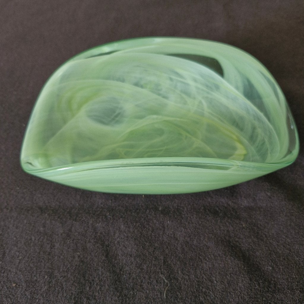Bol décoratif de style murano vert/blanc, Enlèvement ou Envoi