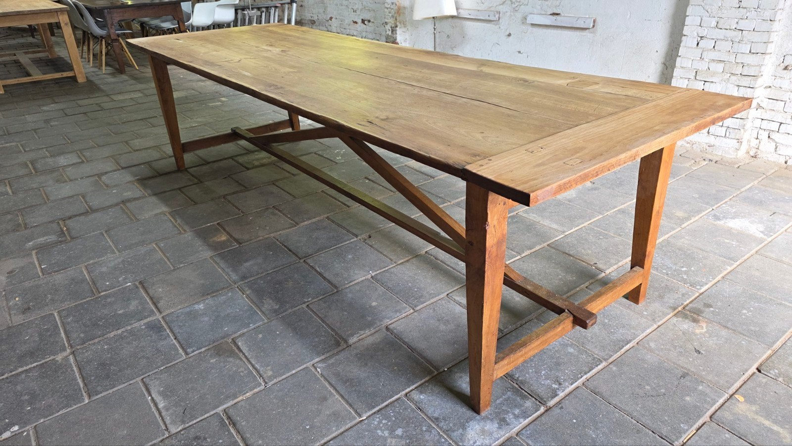 Oude franse boerentafel 3 meter, Ophalen of Verzenden, Gebruikt