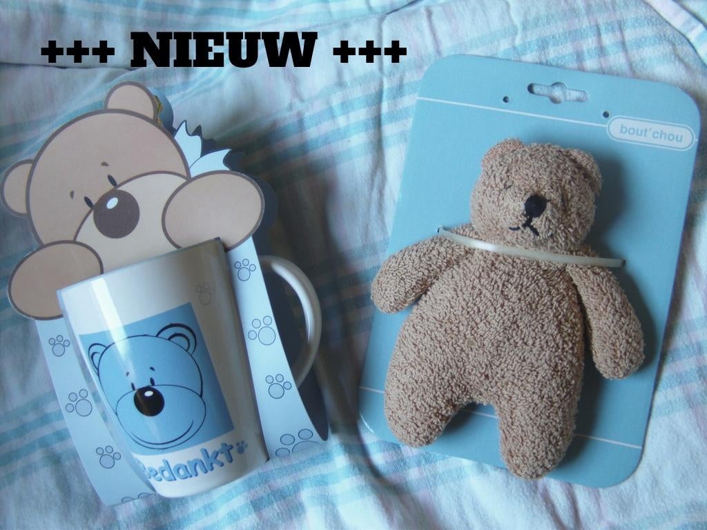 knuffel bruin beertje Bout'chou geboorte tas bedankt juf, Ophalen of Verzenden, Nieuw, Bruin