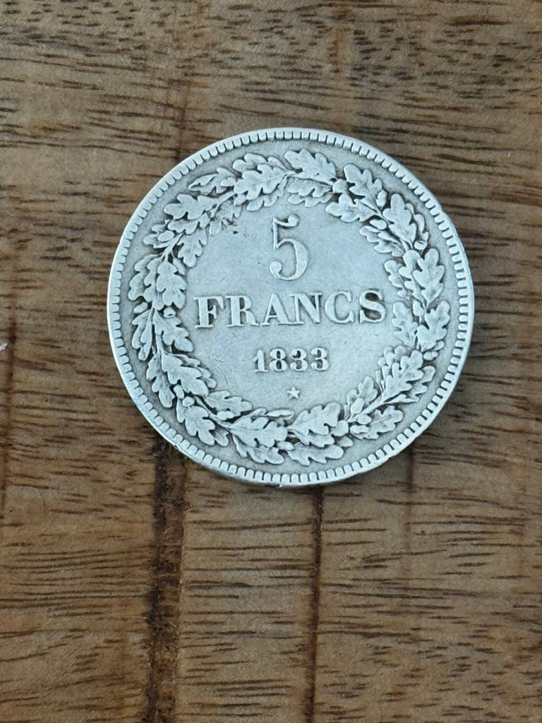 5 Francs 1833, Postzegels en Munten, Ophalen, Zilver, Losse munt