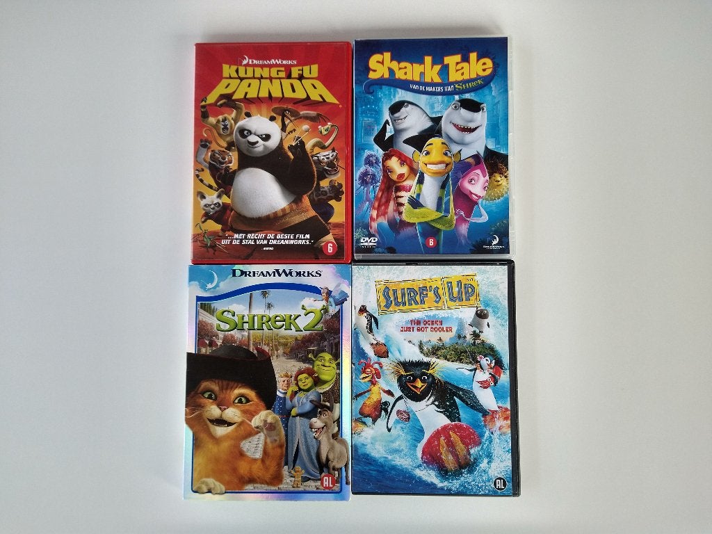 Kung Fu Panda, Shark Tale, Shrek 2, Surf's Up, Cd's en Dvd's, Dvd's | Tekenfilms en Animatie, Ophalen of Verzenden, Gebruikt