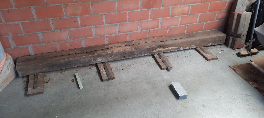 Eiken balken, Doe-het-zelf en Bouw, Hout en Planken, Ophalen, Gebruikt, Eiken, Balk