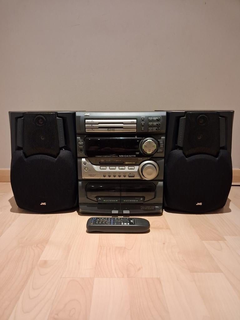 Stereo installatie JVC met bijhorende speakers, Audio, Tv en Foto, Stereoketens, Zo goed als nieuw, Cassettedeck, Cd-speler, Tuner of Radio