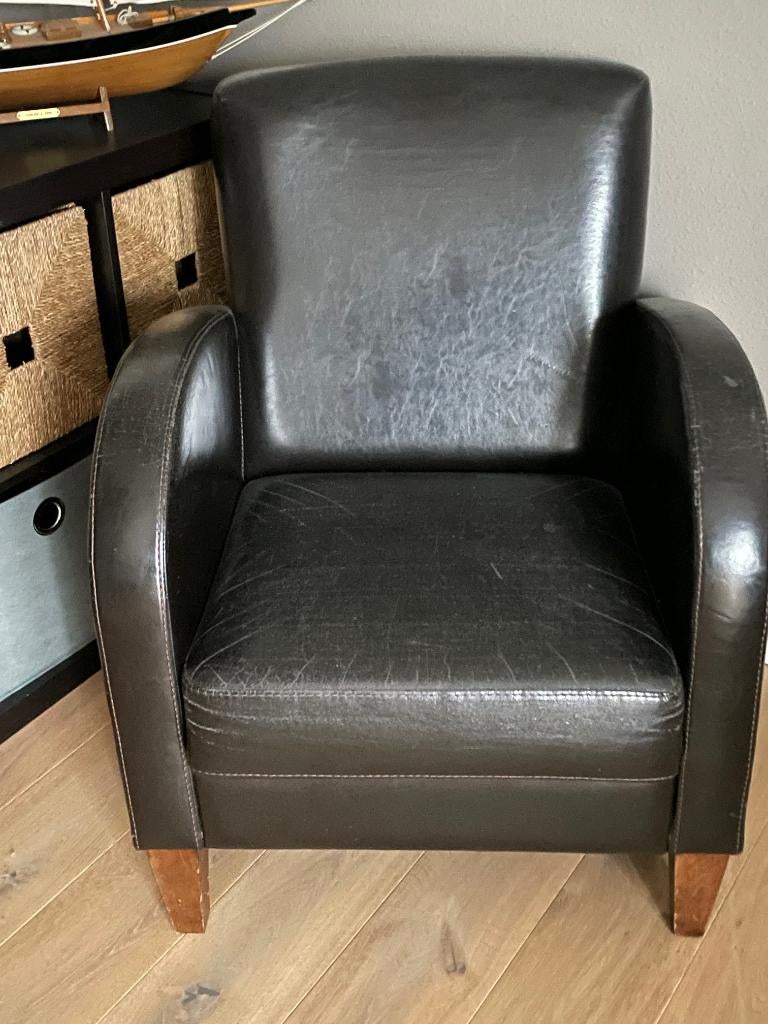2 zetels in (semi) leder, lounge, mancave, 75 à 100 cm, Moins de 150 cm, Une personne, Enlèvement
