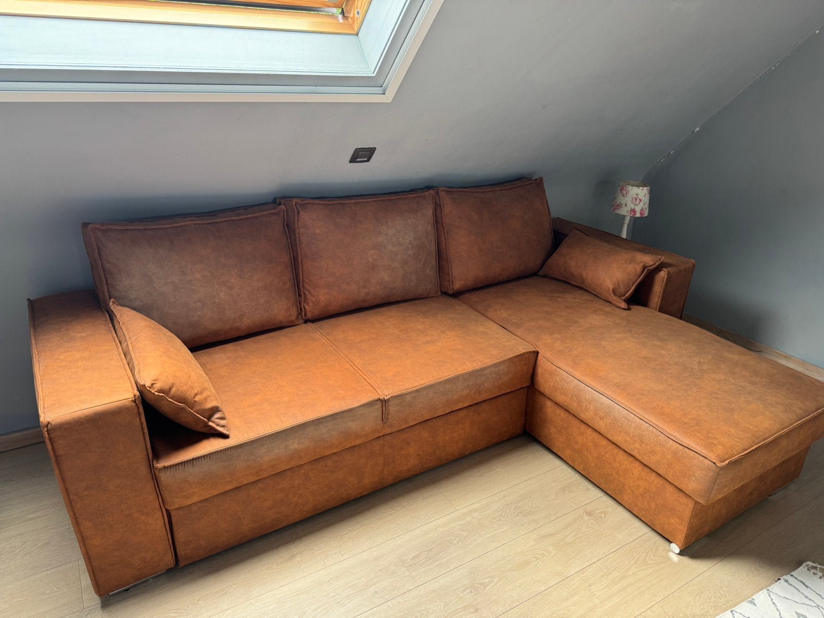 (Slaap)Zetel met chaise longue, faux leer, Enlèvement, Utilisé, Tissus